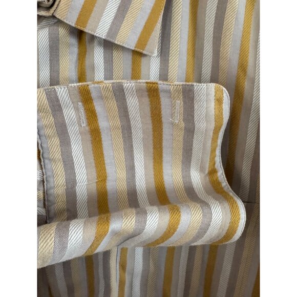 Stacy Adams Long-Sleeve Button-Up Striped Shirt 22/36-37 Gold & White Stripes 60 - Picture 5 of 5
